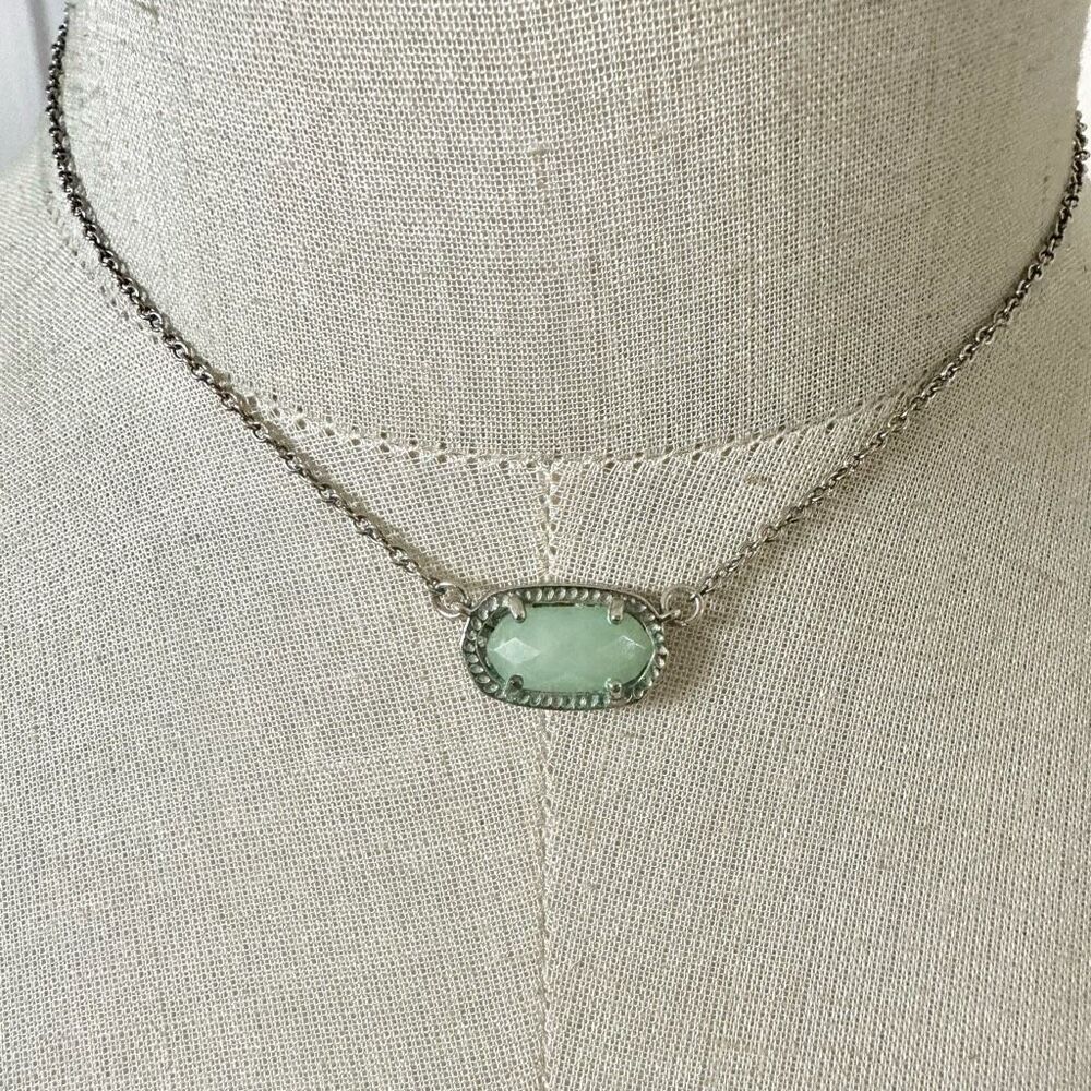Kendra Scott Elisa light green necklace in SILVER